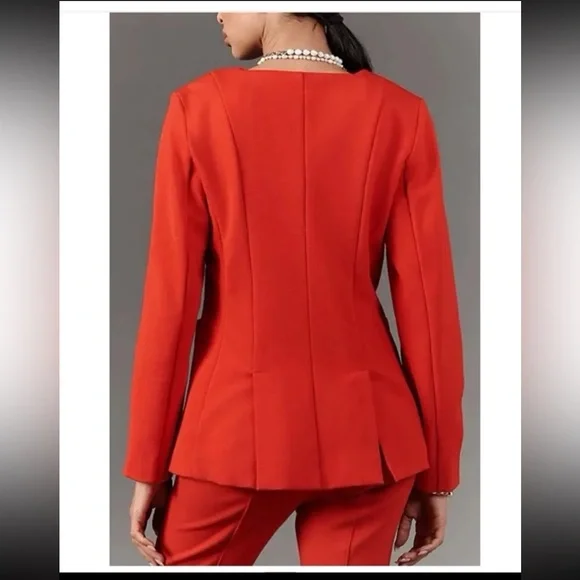 NWT Anthropologie Maeve Scoop-Neck Cutaway Blazer in Red size Medium - Picture 3 of 12